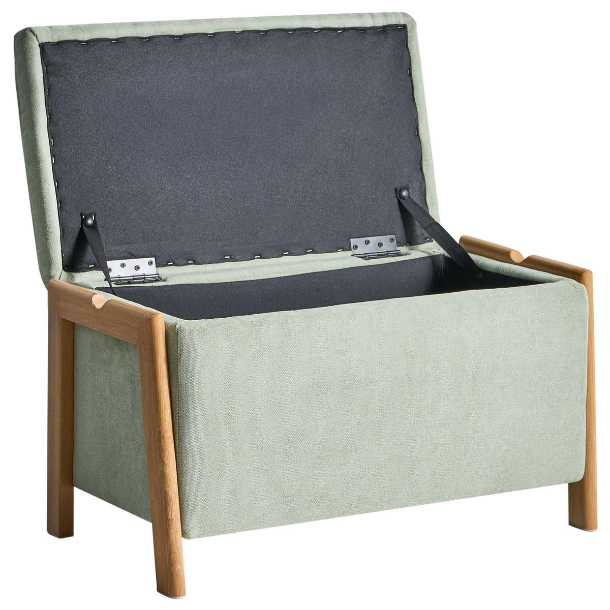 POLSTERBANK mit Stauraum Stoff Hellgrün Edland - Hellgrün, Textil/Metall (75/44/43cm) - Beliani
