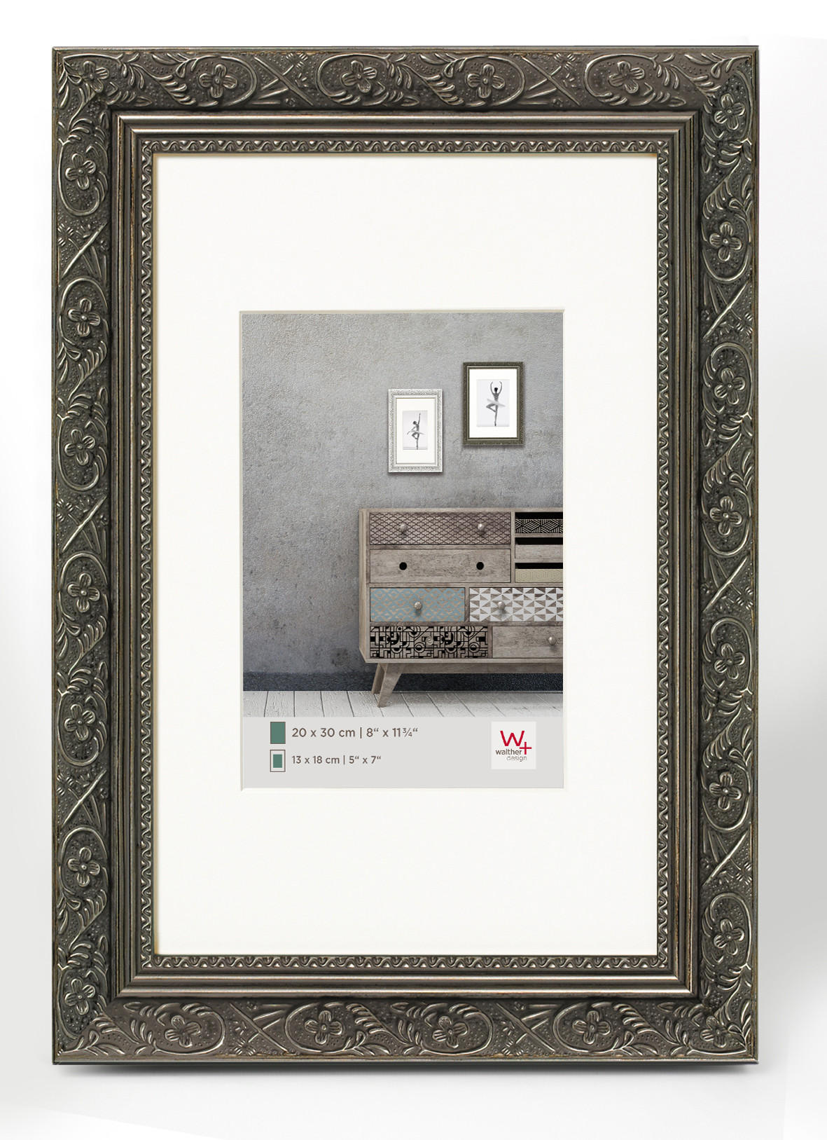 BILDERRAHMEN Barock Holzrahmen 20x30 cm, ANTHRAZIT - Grau, Holzwerkstoff (26.9/36.9/2.1cm) - walther design