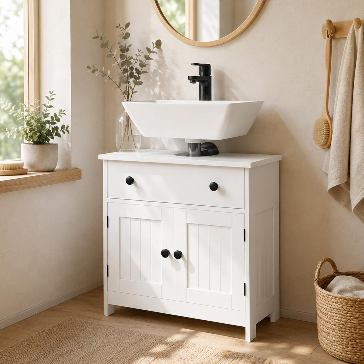 BADEZIMMERSCHRANK Weiß 30.0/60.0/60.0 cm - Weiß, Holzwerkstoff (60/60/30cm)
