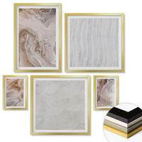 WANDBILDER 5er Set - 50x50 cm & 20x30 cm & 40x60 cm Goldrahmen - Abstrakte Marmormuster aus Stein - Goldfarben, Kunststoff (40/60cm) - ArtPrintCave