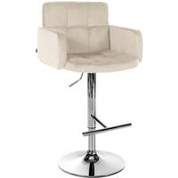 BARHOCKER Lausanne Samt chrom creme - Chromfarben/Naturfarben, Textil/Metall (60/113/56cm) - TPFLiving