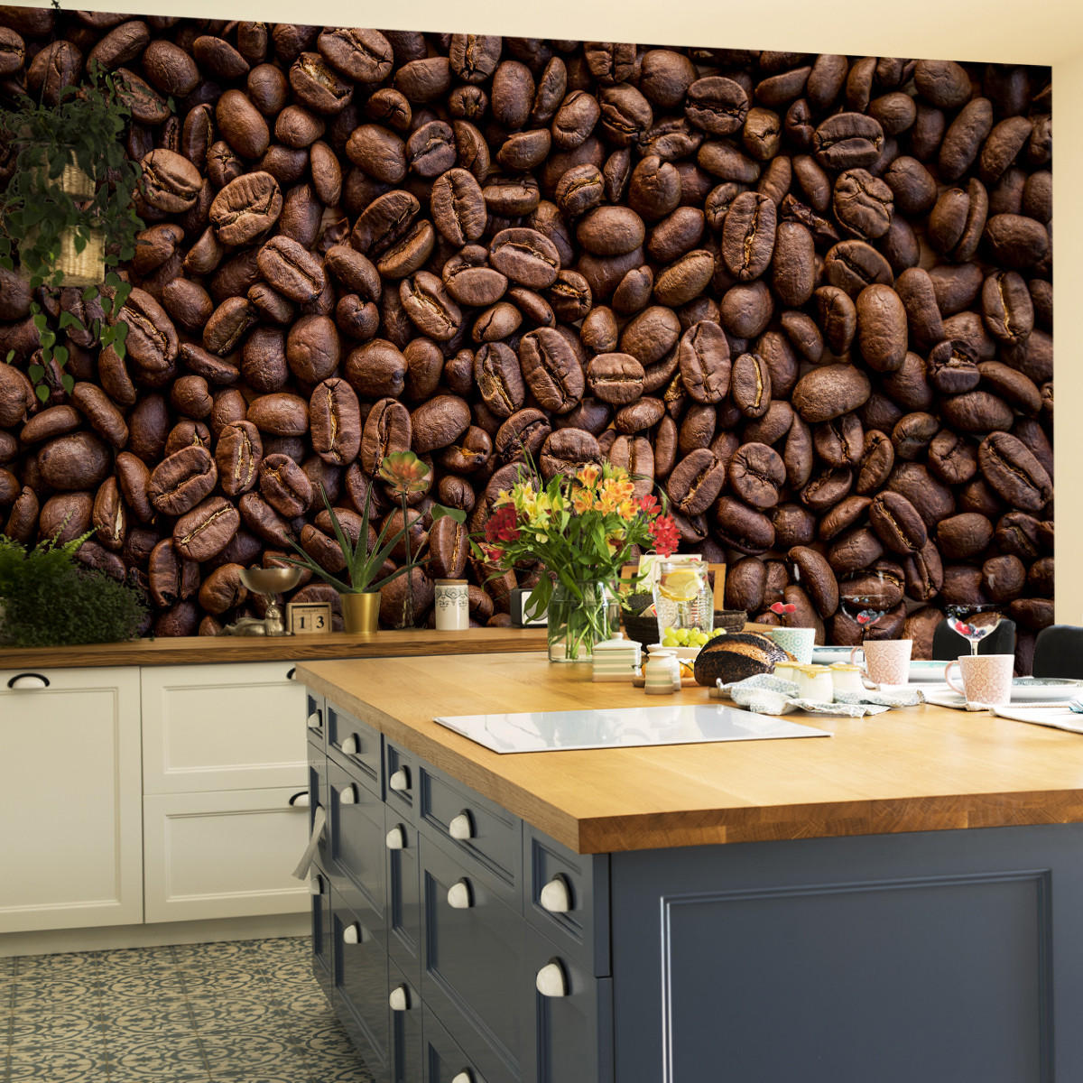 FOTOTAPETE röstfrische Kaffeebohnen 3D 300x210cm - Schwarz/Braun, Papier (300/210cm) - Muralo