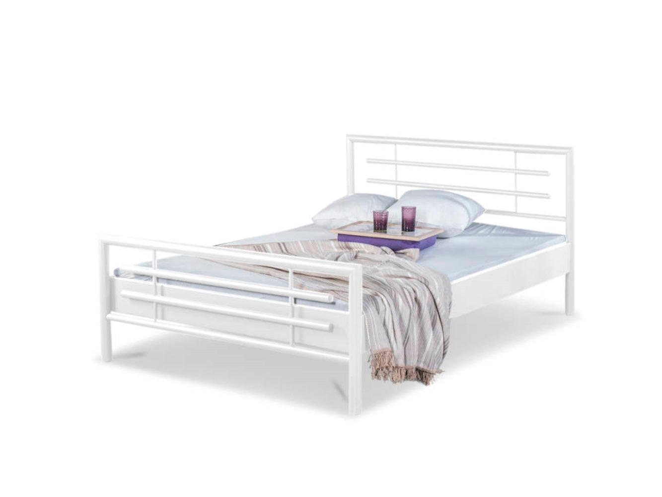 BED BOX Metallbett Weiß 140x210 cm
