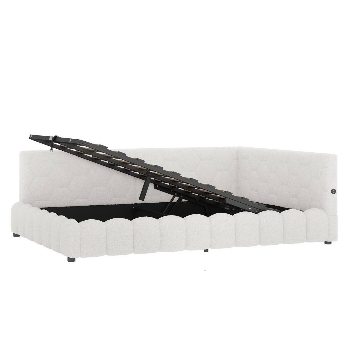 POLSTERBETT 140/200 cm Weiß aus Vliesimitat mit Stauraum - Weiß, Textil (140/200cm) - OKMYHOME