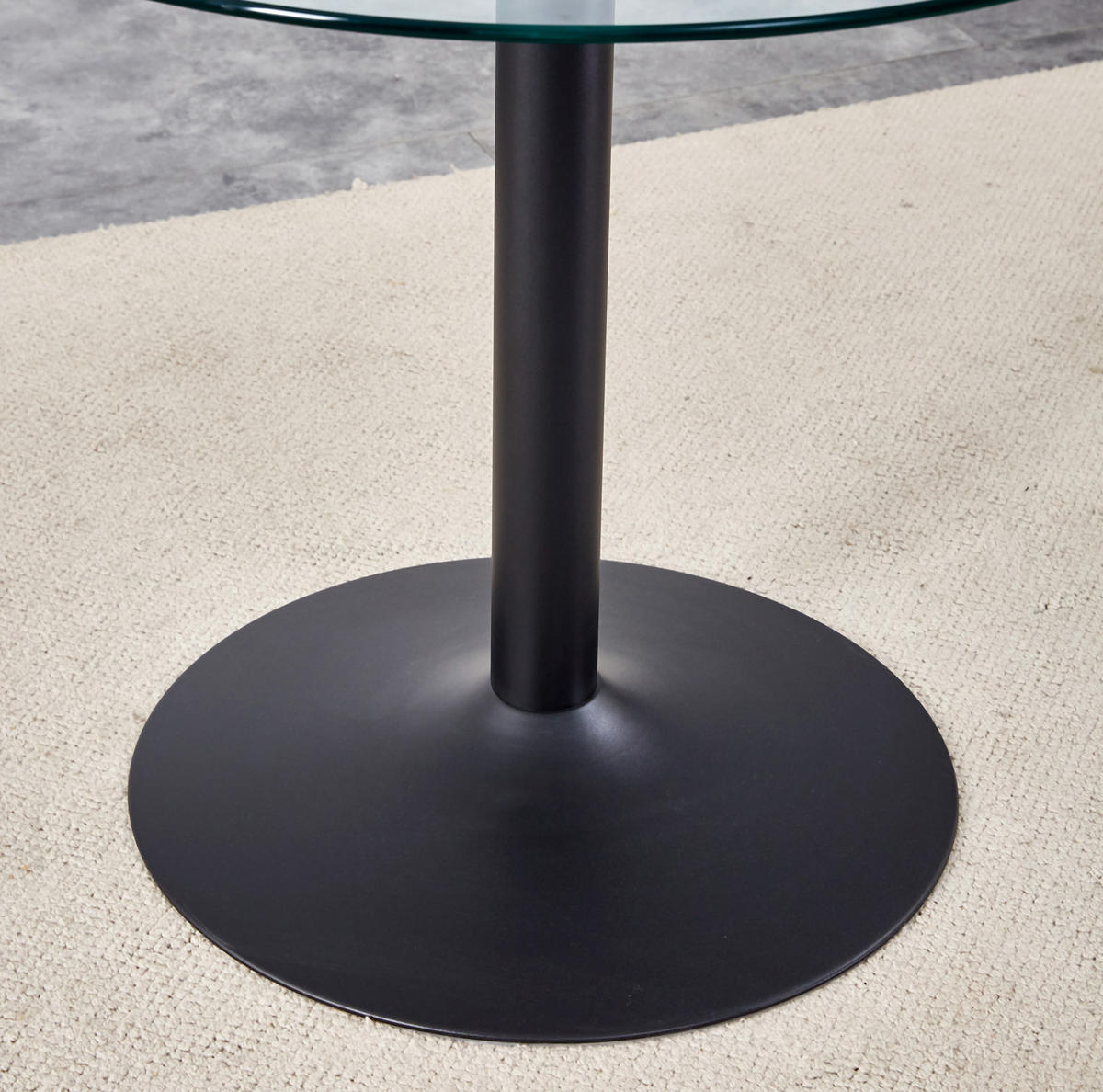 BAROVÝ stůl 85/85/76 cm černá/průhledná ze skla a kovu s kulatou deskou - černá, kompozitní dřevo (85/85/76cm) - OKWISH