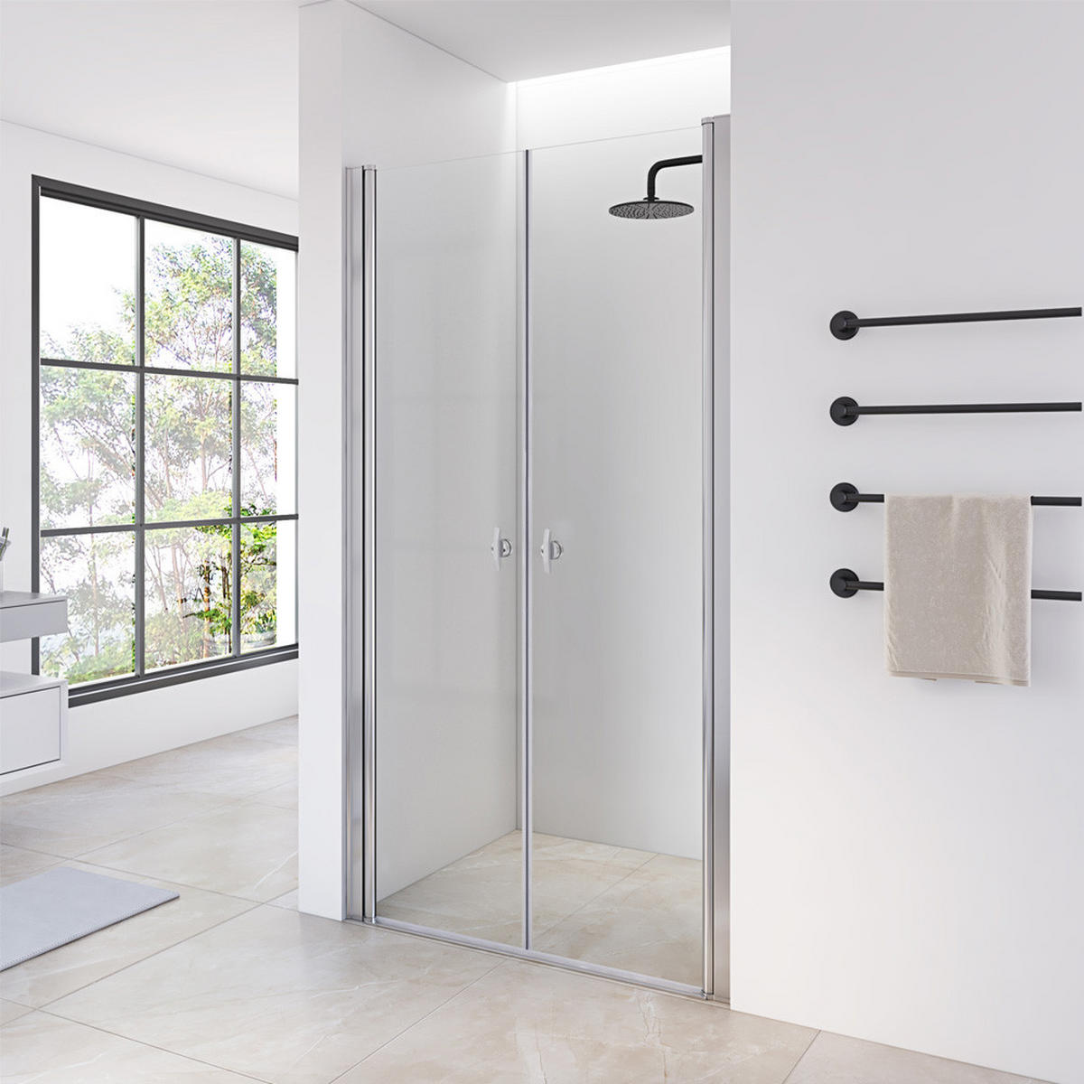 PENDELTÜR LAVEA - 80 cm - Silberfarben, Glas/Metall (80/195cm) - Home Deluxe