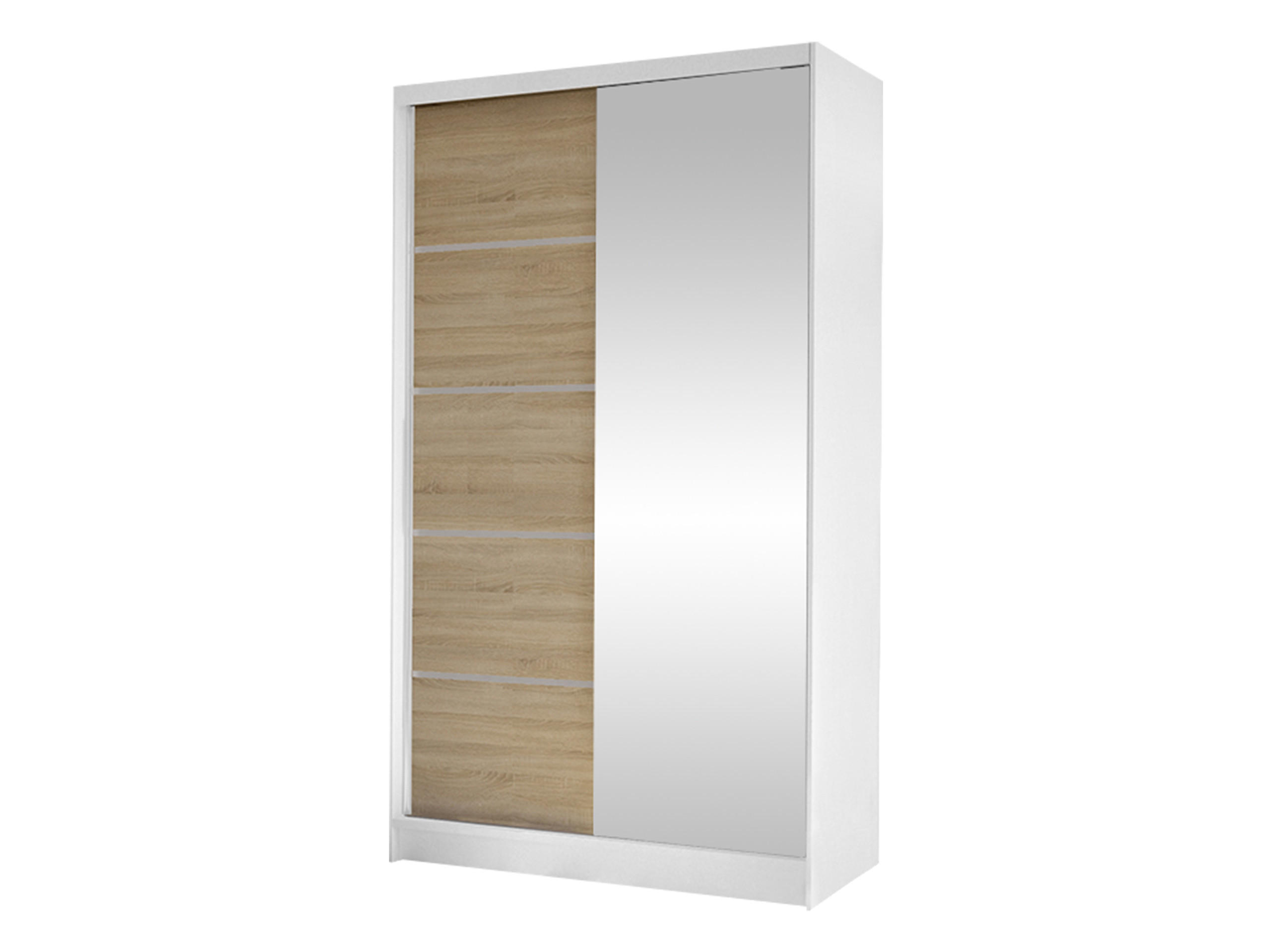 SCHWEBETÜRENSCHRANK Diego III - Weiß/Sonoma Eiche, Holzwerkstoff/Metall (100/200/58cm) - MIRJAN24