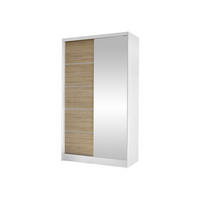 SCHWEBETÜRENSCHRANK Diego III - Weiß/Sonoma Eiche, Holzwerkstoff/Metall (100/200/58cm) - MIRJAN24