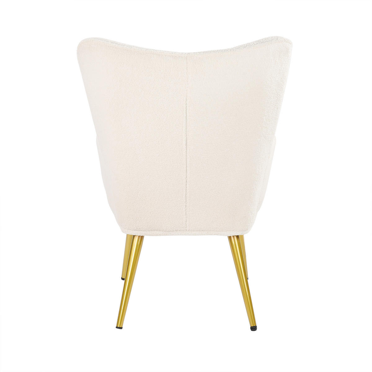 OHRSESSEL MIT HOCKER, Teddyplüsch, Relaxsessel mit Armlehnen, Weiß - Weiß, Holz (68/99/47cm)