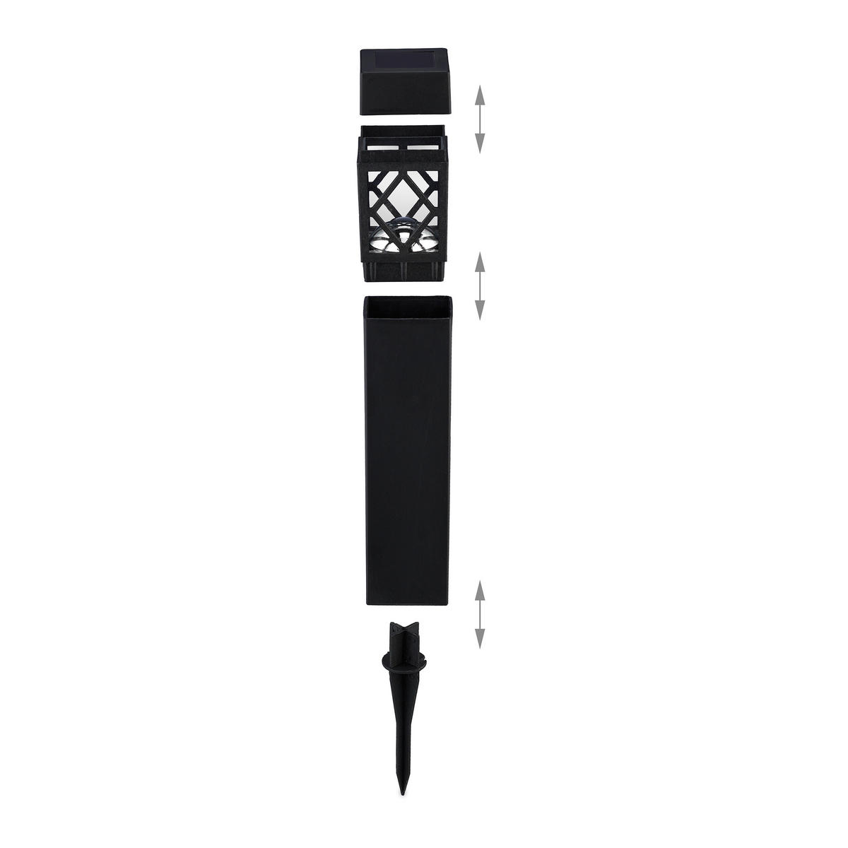 SOLARLAMPEN-SET - Schwarz, Kunststoff (6/6/41cm) - Relaxdays