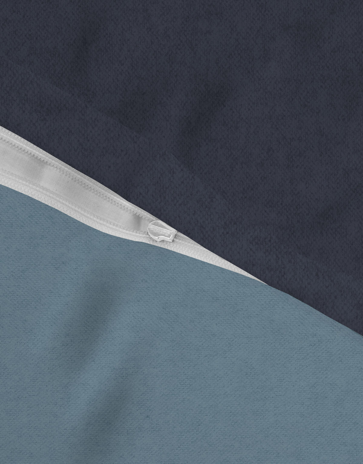 BETTWÄSCHE-GARNITUR Biber Melange UNI blau, 155x200 cm + 80x80 cm - Blau, Textil (155/200cm) - biberna