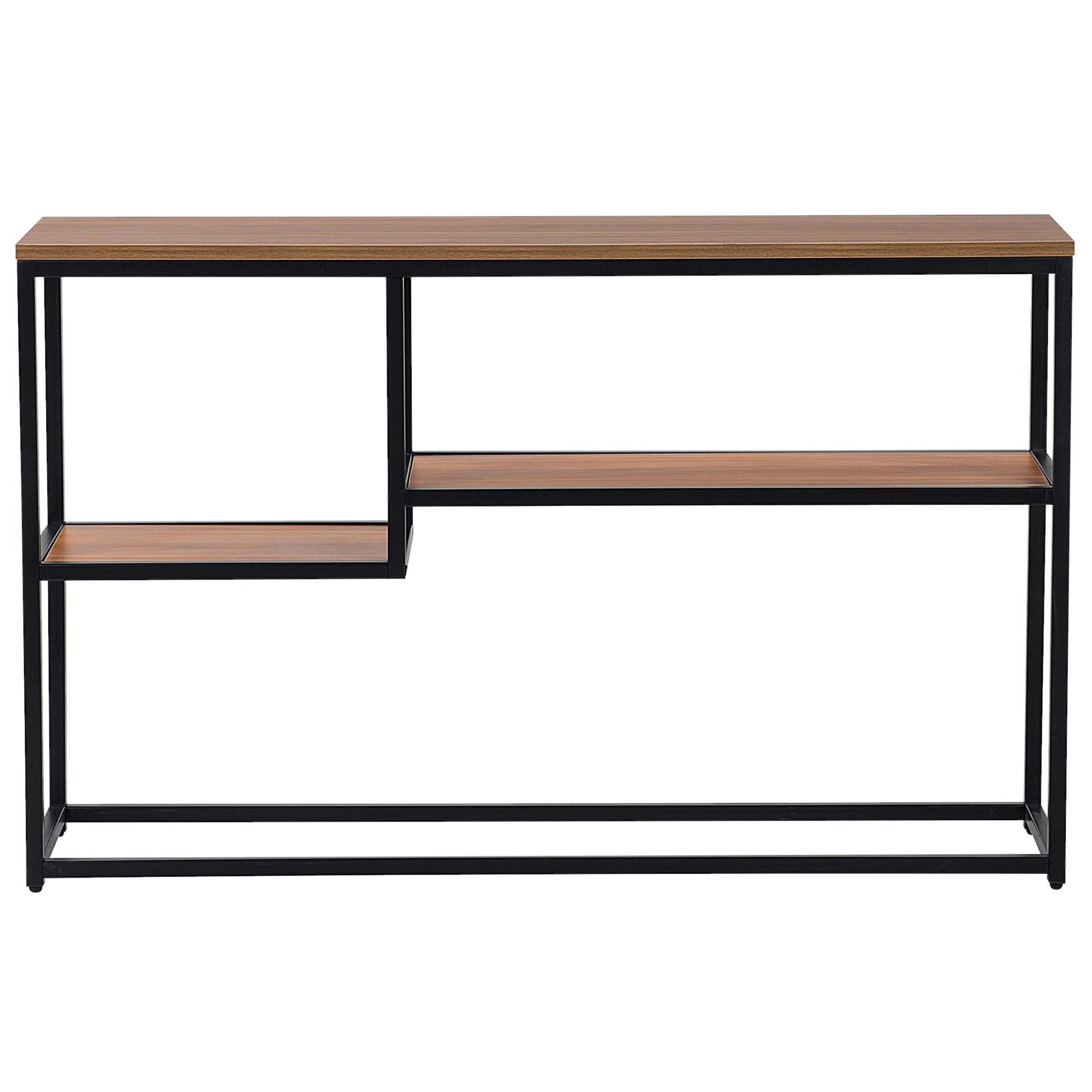 KONSOLENTISCH dunkler Holzfarbton/schwarz 30/120 cm rechteckig Belmont - Dunkelbraun/Schwarz, Holzwerkstoff (30/120/76cm) - Beliani
