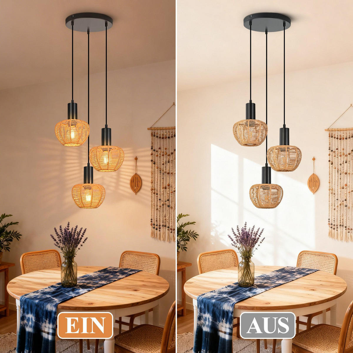 PENDELLEUCHTE BAMBUSKÄFIG Ⅲ 25/25/120 cm - Schwarz, Metall (25/25/120cm) - Nettlife