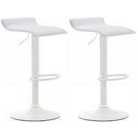 BARHOCKER 2er Set Lederlook weiß - Walnussfarben/Weiß, Textil/Metall (36/63/39cm) - CLP