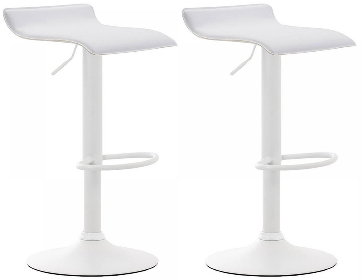 BARHOCKER 2er Set Lederlook weiß - Walnussfarben/Weiß, Textil/Metall (36/63/39cm) - CLP