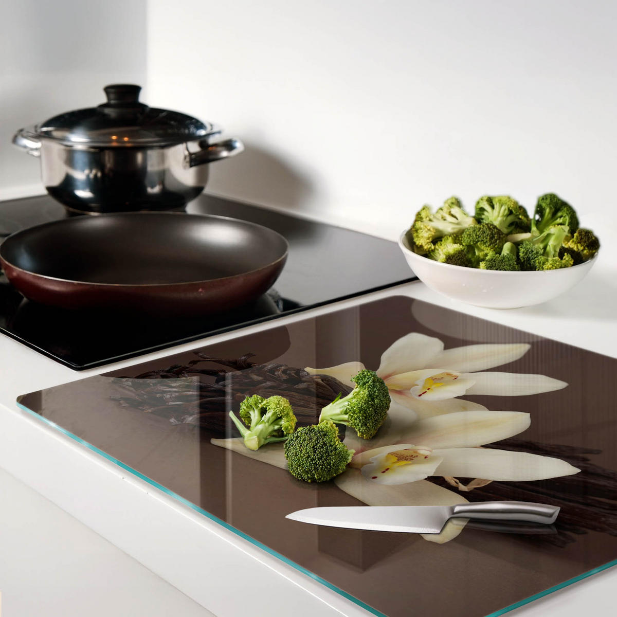GLASPLATTE 60x52 cm Vanilleschote - Weiß, Glas (60/0.4/52cm) - TULUP