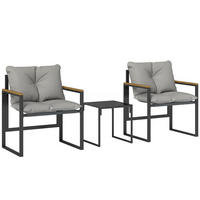 BISTRO-SET Metall Texteline Grau - Schwarz/Grau, Textil/Metall - Outsunny