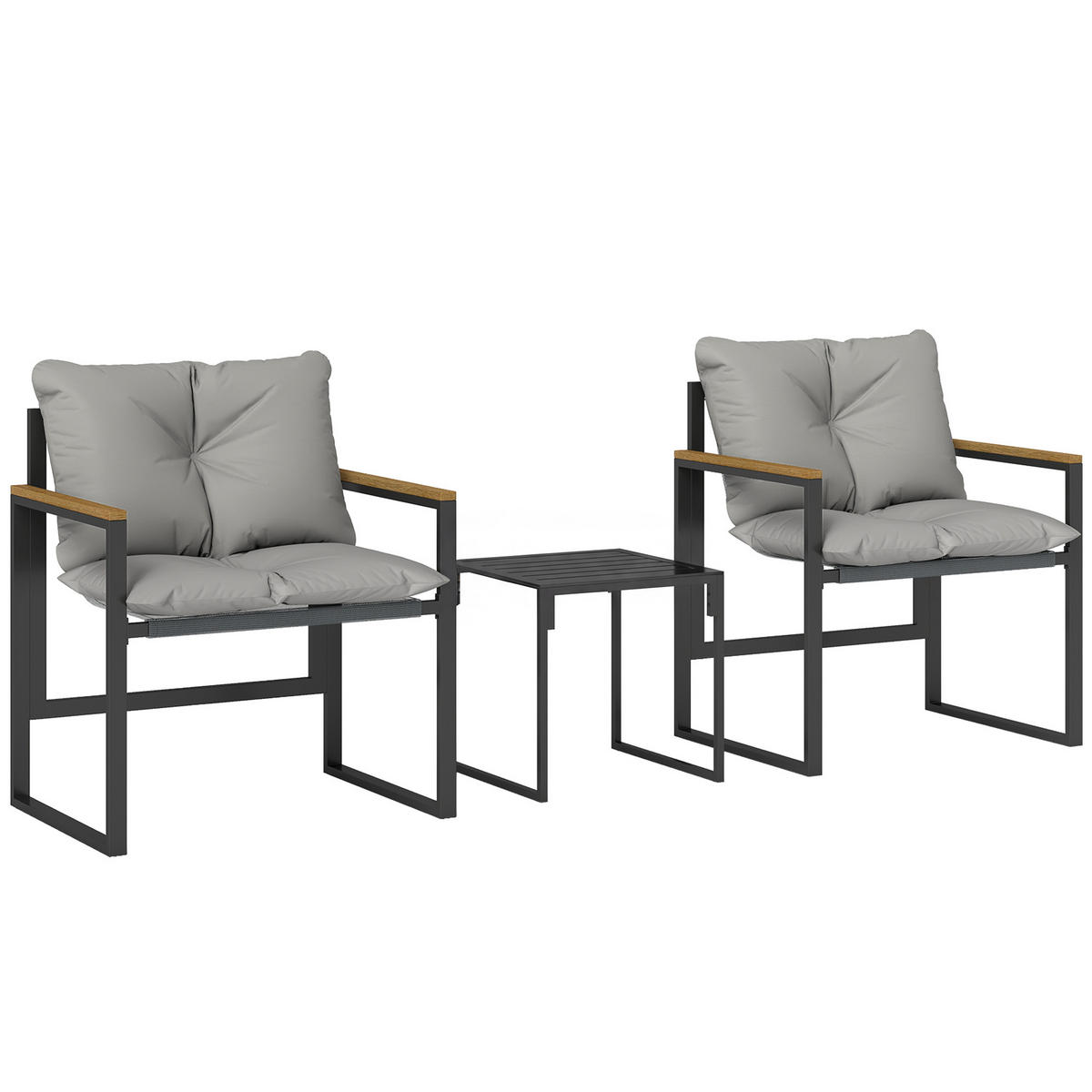 BISTRO-SET Metall Texteline Grau - Schwarz/Grau, Textil/Metall - Outsunny