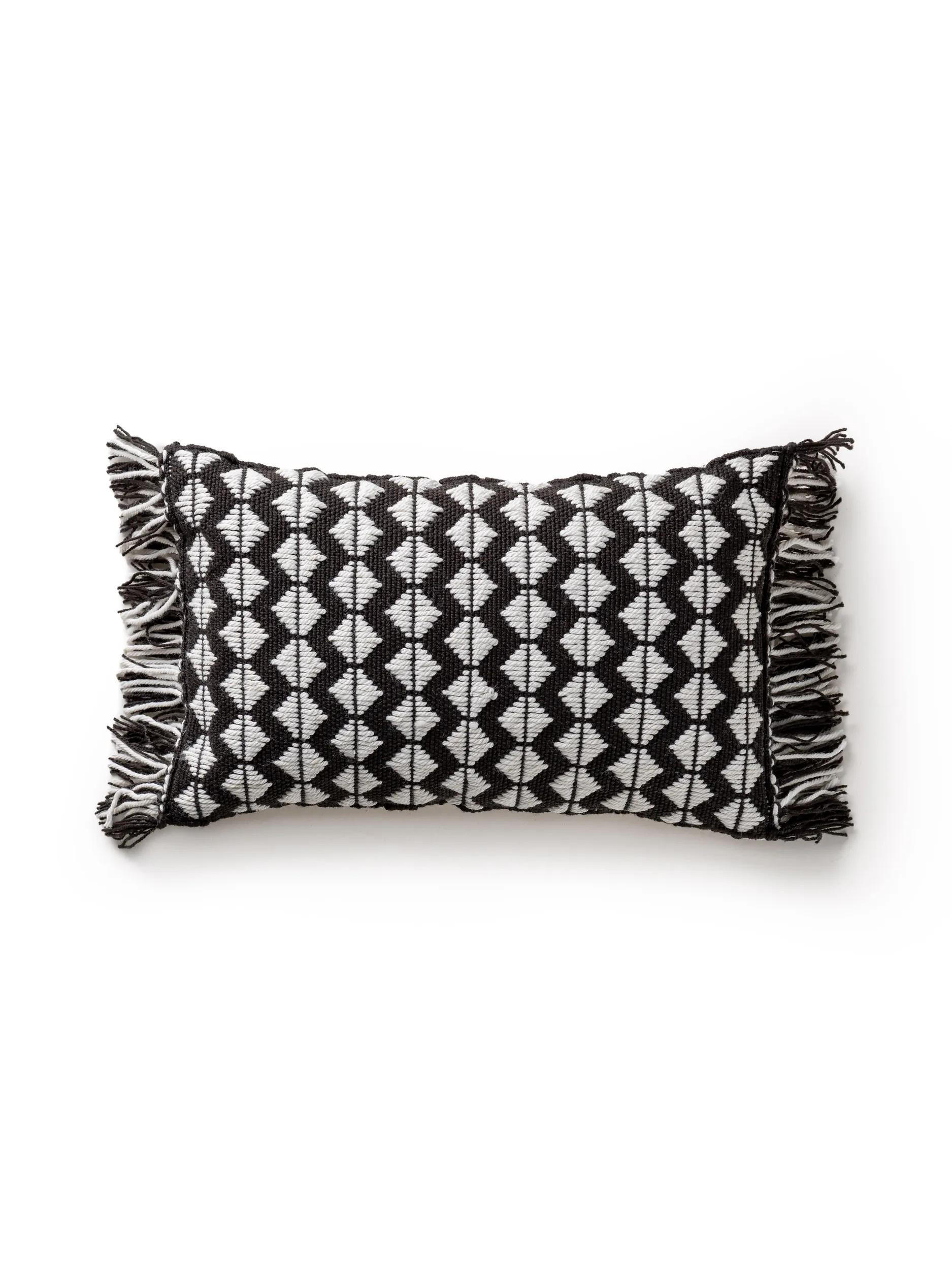OUTDOORKISSEN Morty Schwarz/Weiß 30x50 cm - Schwarz, Textil (30/50cm) - benuta Pure