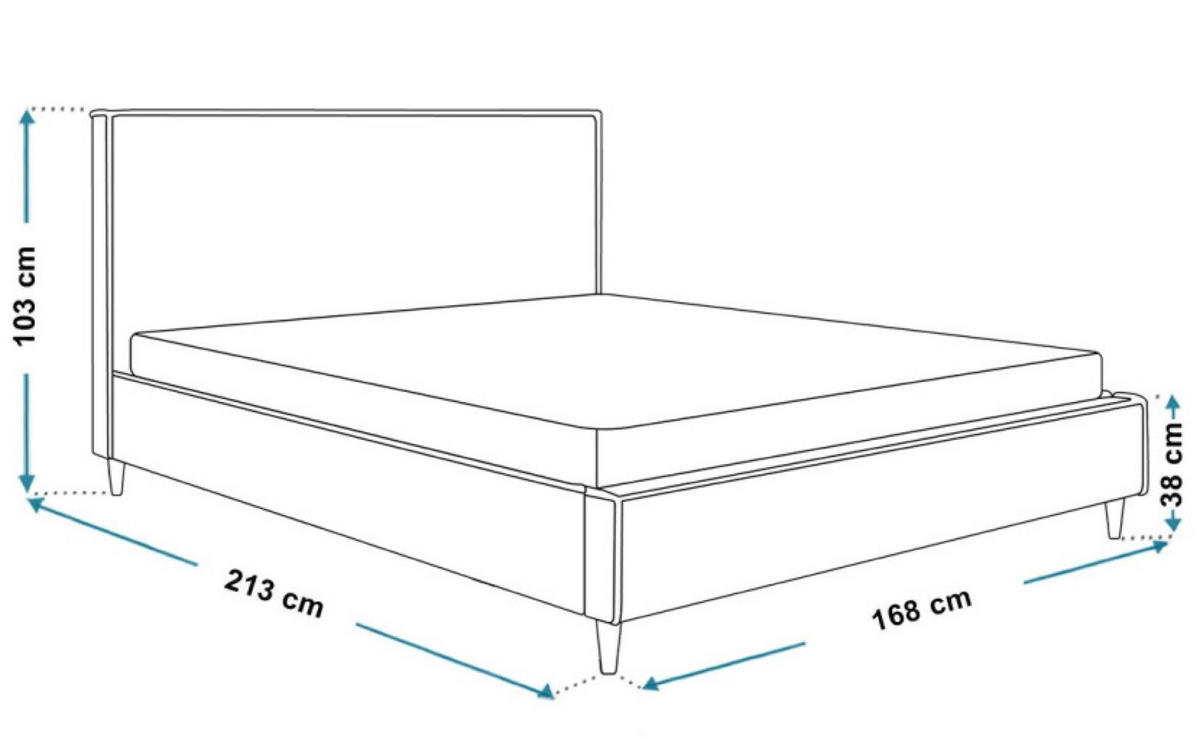 BETT Grau LUXO 8 Holzbeine Samtstoff 160x200 cm Mit Bettkasten - Eichefarben/Schwarz, Textil (160/200cm) - Sepro Meble
