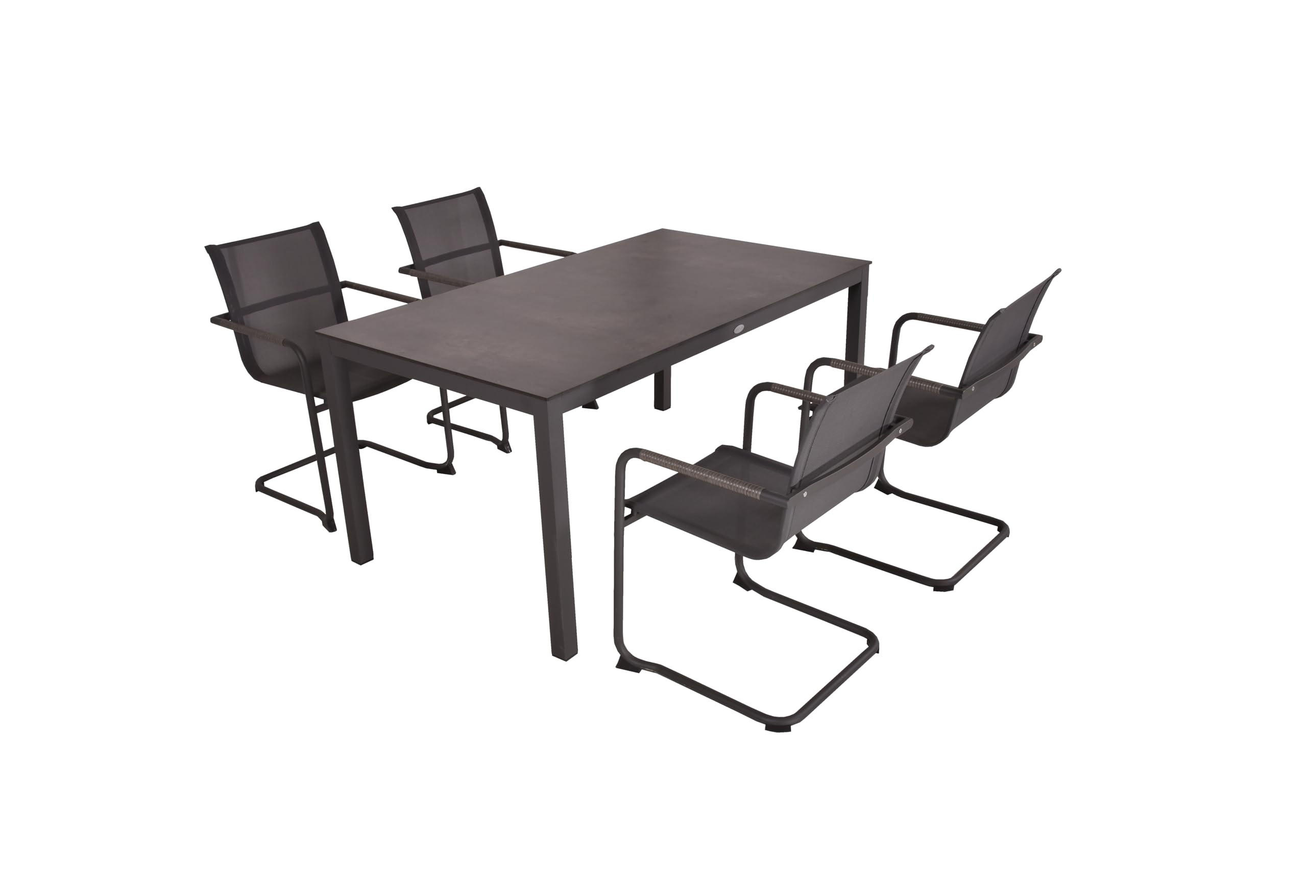 GARTEN-SITZGRUPPE Bosse 5-teilig Gartenmöbel-Set - Grau, Kunststoff - DELUKE