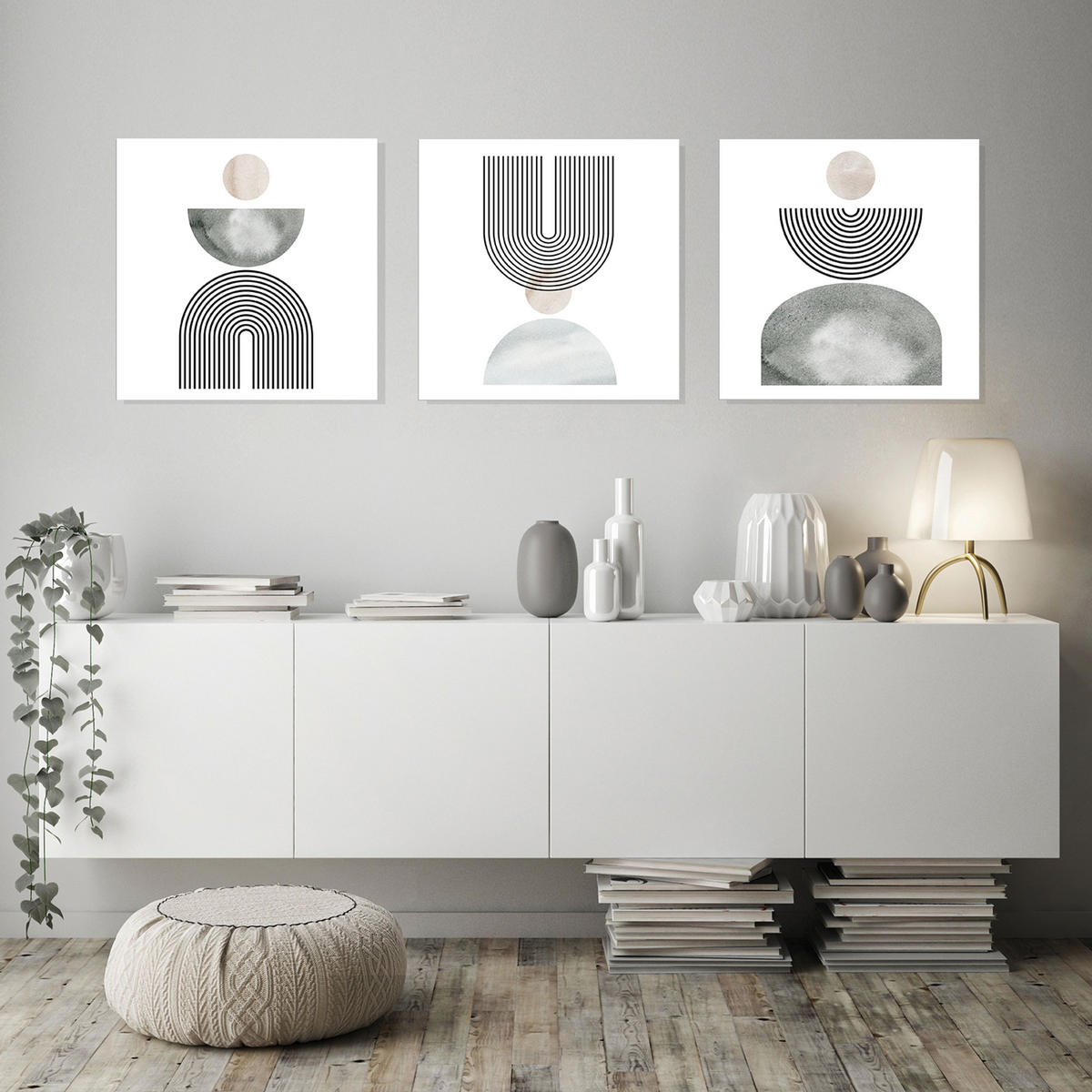 GLASBILD 50x50 cm abstrakte Formen - Beige, Glas (50/50cm) - artissimo