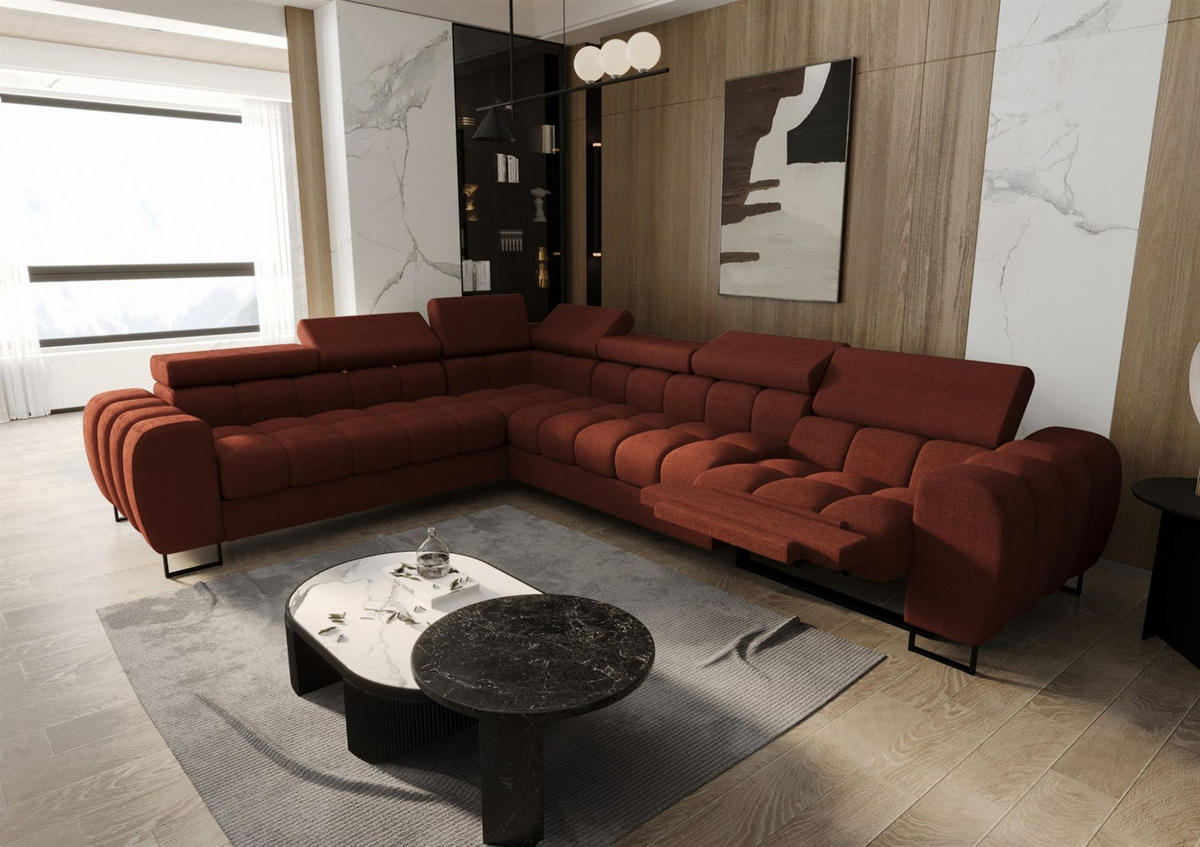 ECKSOFA Bastien Relax - Rot, Holzwerkstoff/Textil (260/330cm) - Fun Möbel