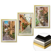 WANDBILDER 3er Set - 40x60 cm Goldrahmen - Straßen, Blumen, italienisches Flair - Goldfarben, Kunststoff (40/60cm) - ArtPrintCave