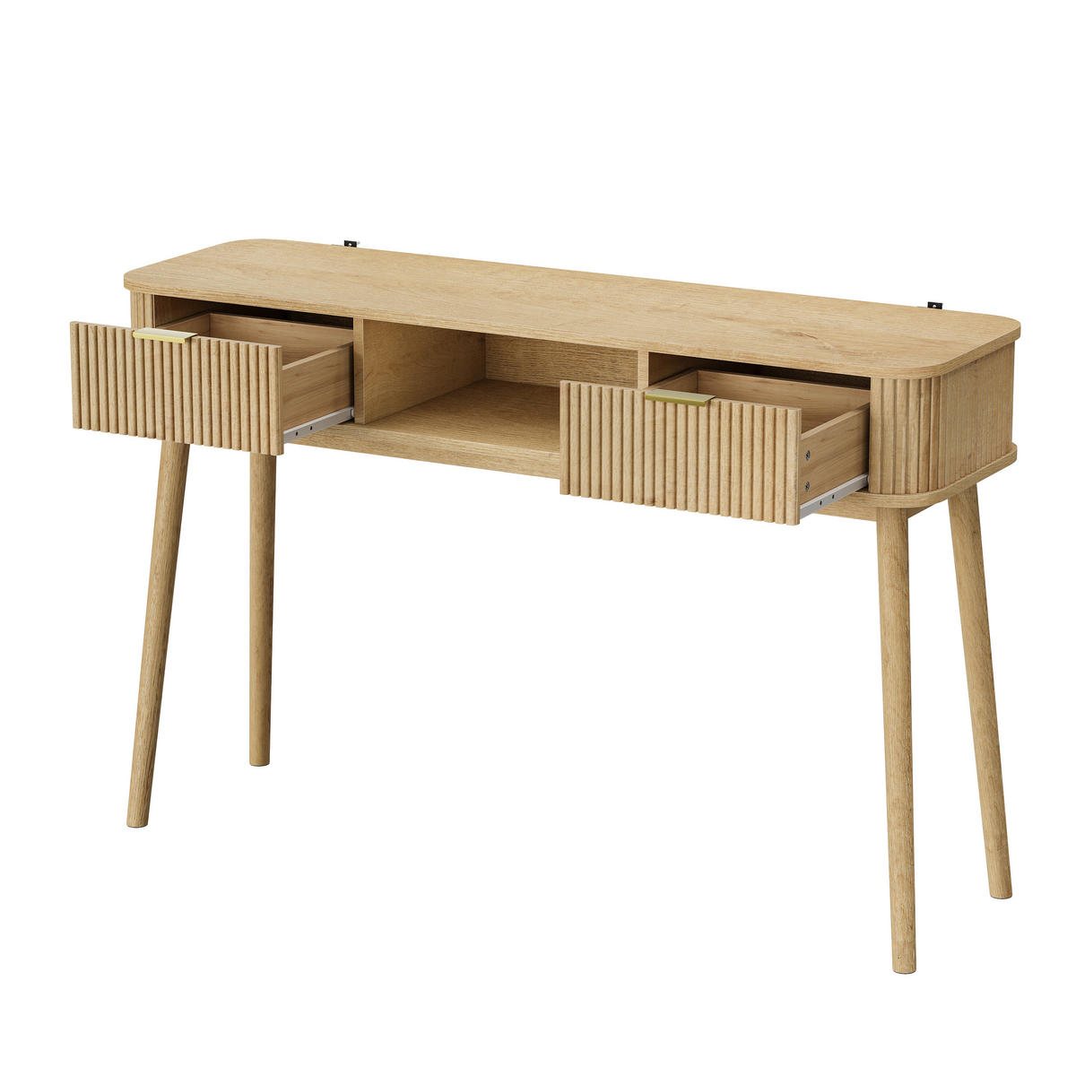 KONSOLENTISCH Vintage Eichenoptik mit Schubladen und Ablage - Eichefarben, Holzwerkstoff (120/35/77.6cm)
