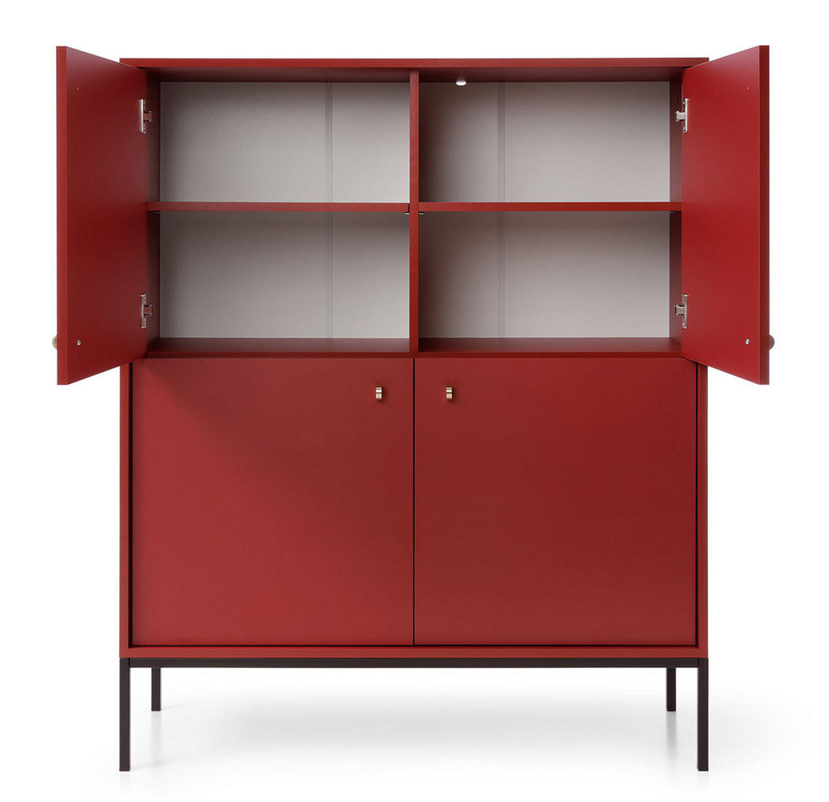 HIGHBOARD Mono bordeauxrot 103,5 / 39 / 125,5cm - Bordeaux/Schwarz, Holzwerkstoff/Metall (103.5/125.5/39cm) - Feldmann-Wohnen