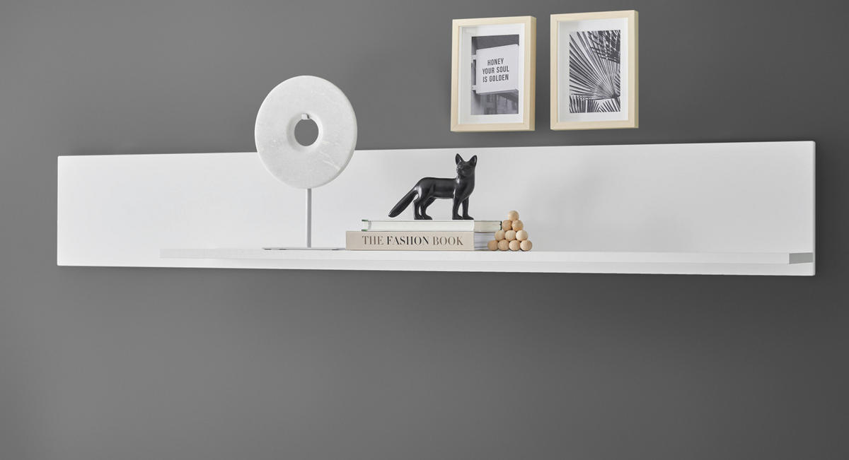 WANDBOARD weiß matt, Wandregal 150 cm - Weiß, Holzwerkstoff (150/22/21cm) - Furn.Design