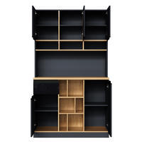 BUFFET 105/45/185 cm Schwarz mit 1 Schubladen, offener Stauraum, Kippschutz - Schwarz, Holz (105/185/45cm) - Oxeza