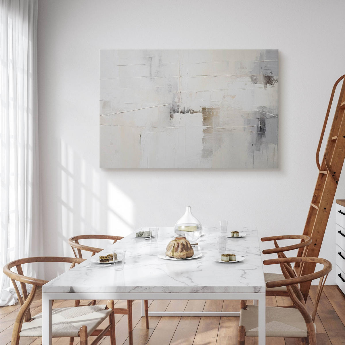 LEINWANDBILD Abstraktion Moderne Muster für Büro 120/80 cm - Beige/Schwarz, Textil (120/80cm) - Muralo