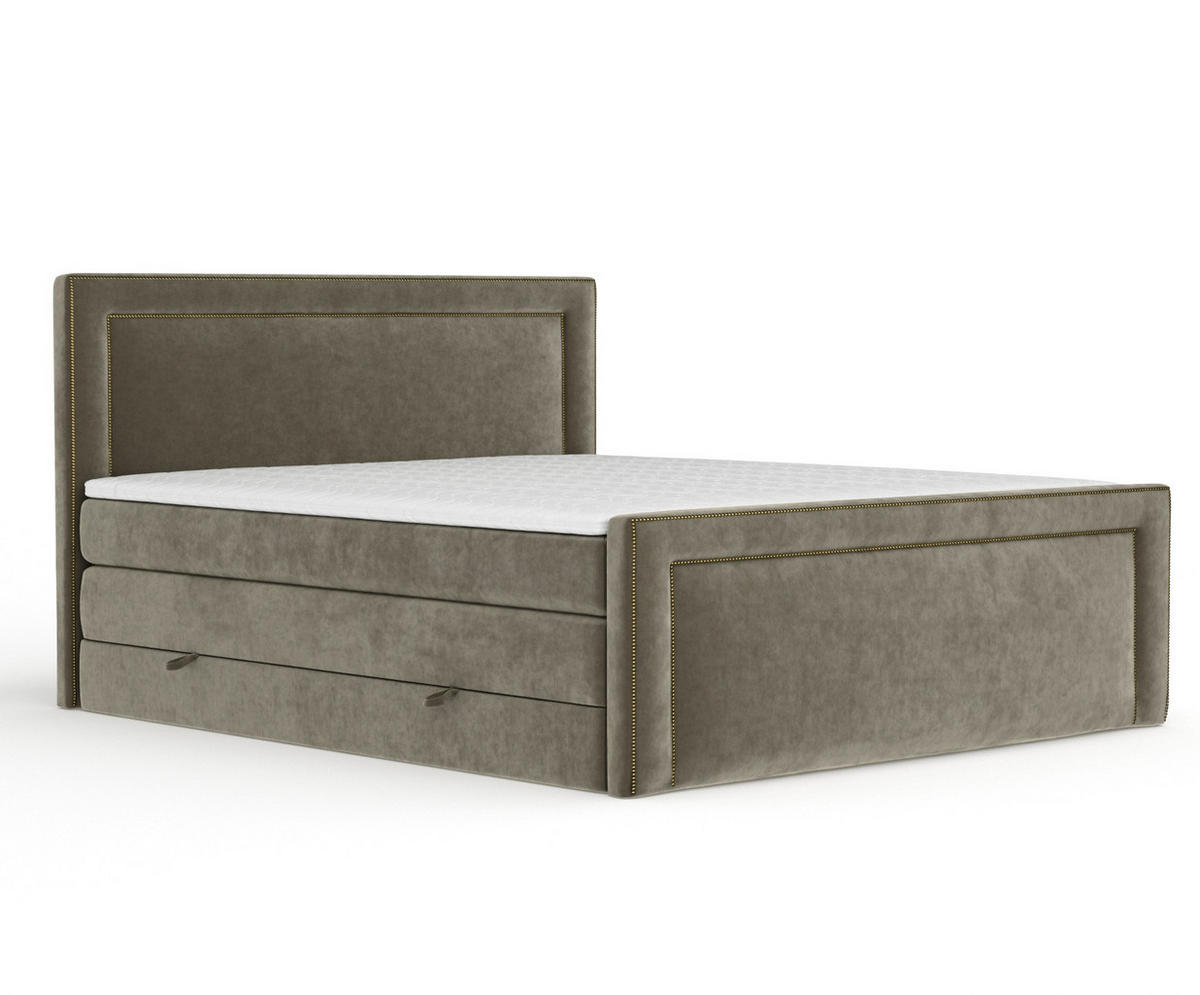 BOXSPRINGBETT Luxora Taupe 180/200 cm - Taupe/Schwarz, Holz/Holzwerkstoff (180/200cm) - Maison de Reve