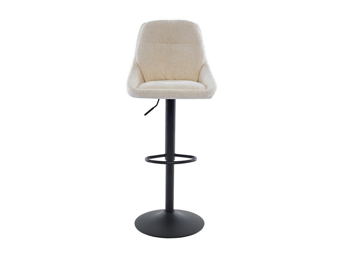 BARHOCKER 2er-Set höhenverstellbar - Strukturstoff & schwarzes Metall - Cremefarben - LARANZA - Creme, Textil (48.5/118/54cm) - Vente-Unique
