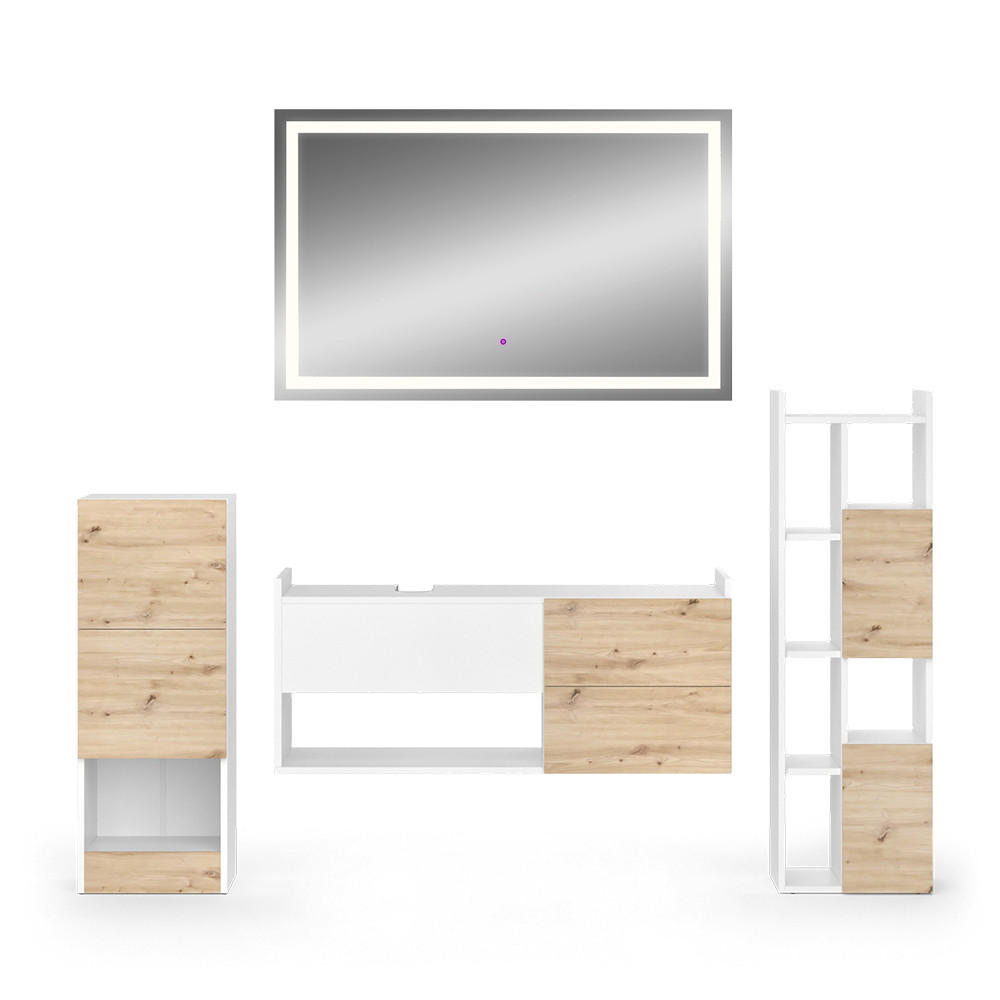 BADMÖBEL-SET Alf Weiß 4 Teile - Eichefarben/Weiß, Holzwerkstoff (105/45/43cm) - Vicco
