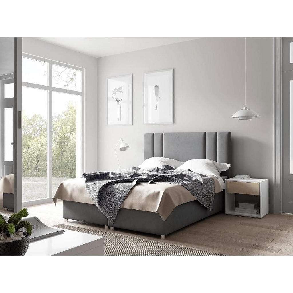Thumbnail - Best For Home Boxbett, Grau, Textil, Höhe ca. 18 cm, Rechteckig, 140x200 cm, Schlafzimmer, Betten, Boxspringbetten