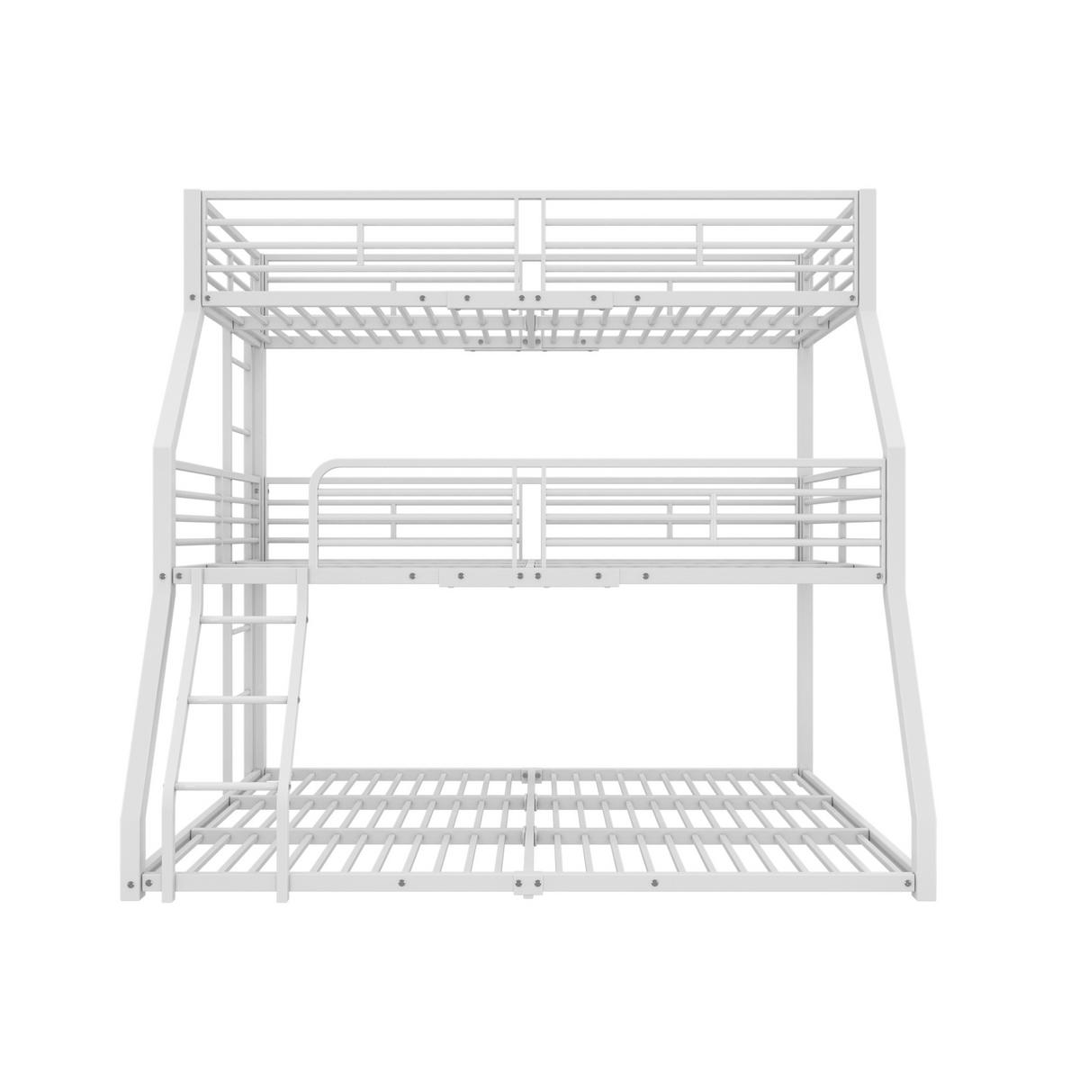 KATNI krevet od metala 90x200 cm bijela trostruki, s 2 ljestve i zaštitnim ogradama - bijela, metal (90/200cm) - Modfu