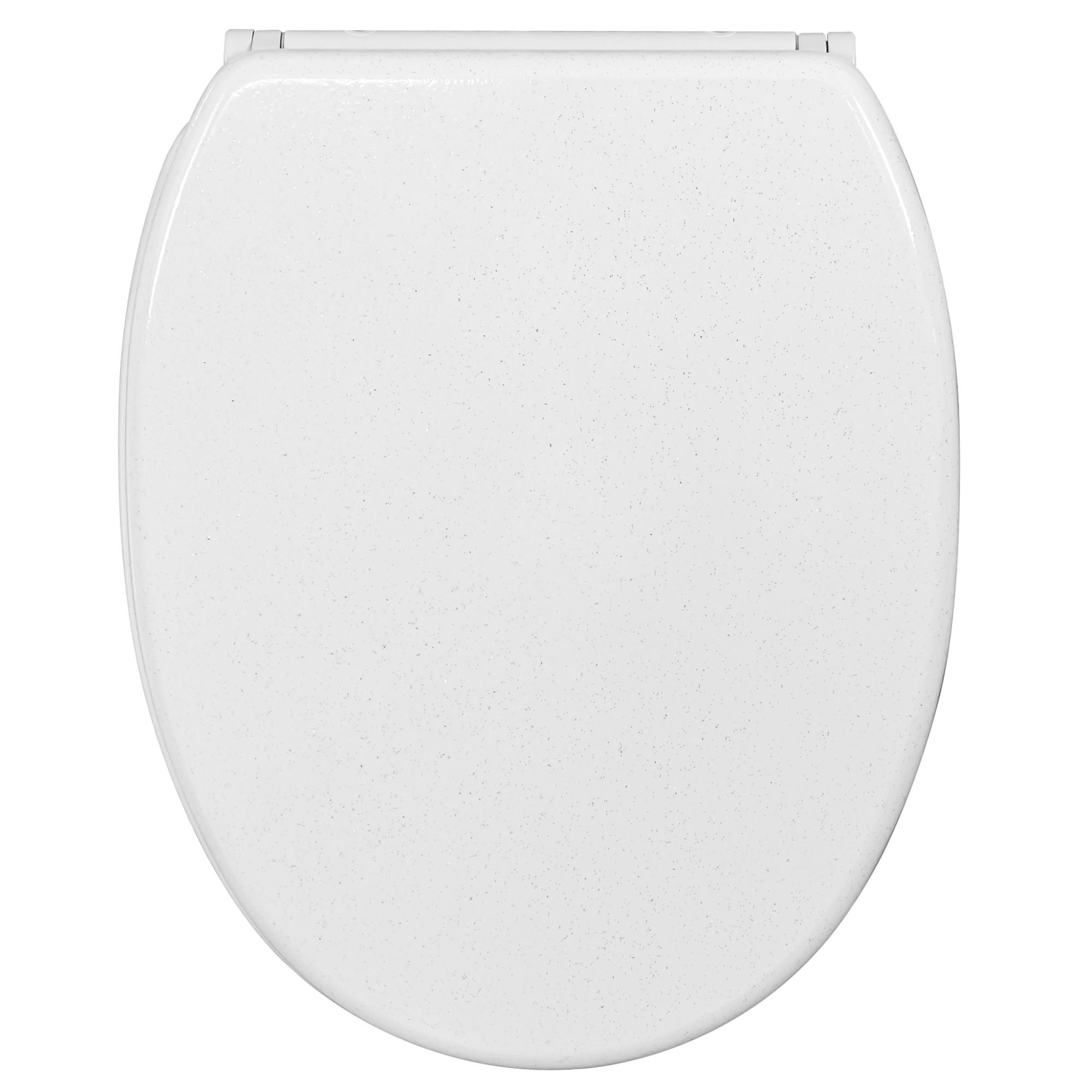 WC-SITZ mit Absenkautomatik & Top Fix Glitzer Weiß - Weiß, Holzwerkstoff (37.7/5.5/48cm) - Sanilo