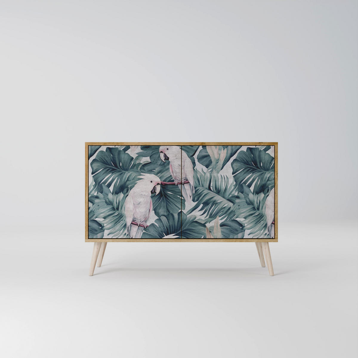SIDEBOARD POPINJAY LOOK, Eicheneffekt, 111x42x77,5 cm, 2 Türen - Eichefarben/Buchefarben, Holzwerkstoff/Buchenholz (111/77.5/42cm) - SpaceRebels