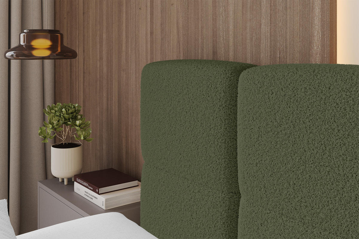 POLSTERBETT mit Bettkasten und Lattenrost mit Kopfteil, Boxbett ohne Matratze, mit Stauraum - NATA 140x200 Grün - Grün, Holzwerkstoff/Textil (140/200cm) - ALTDECOR