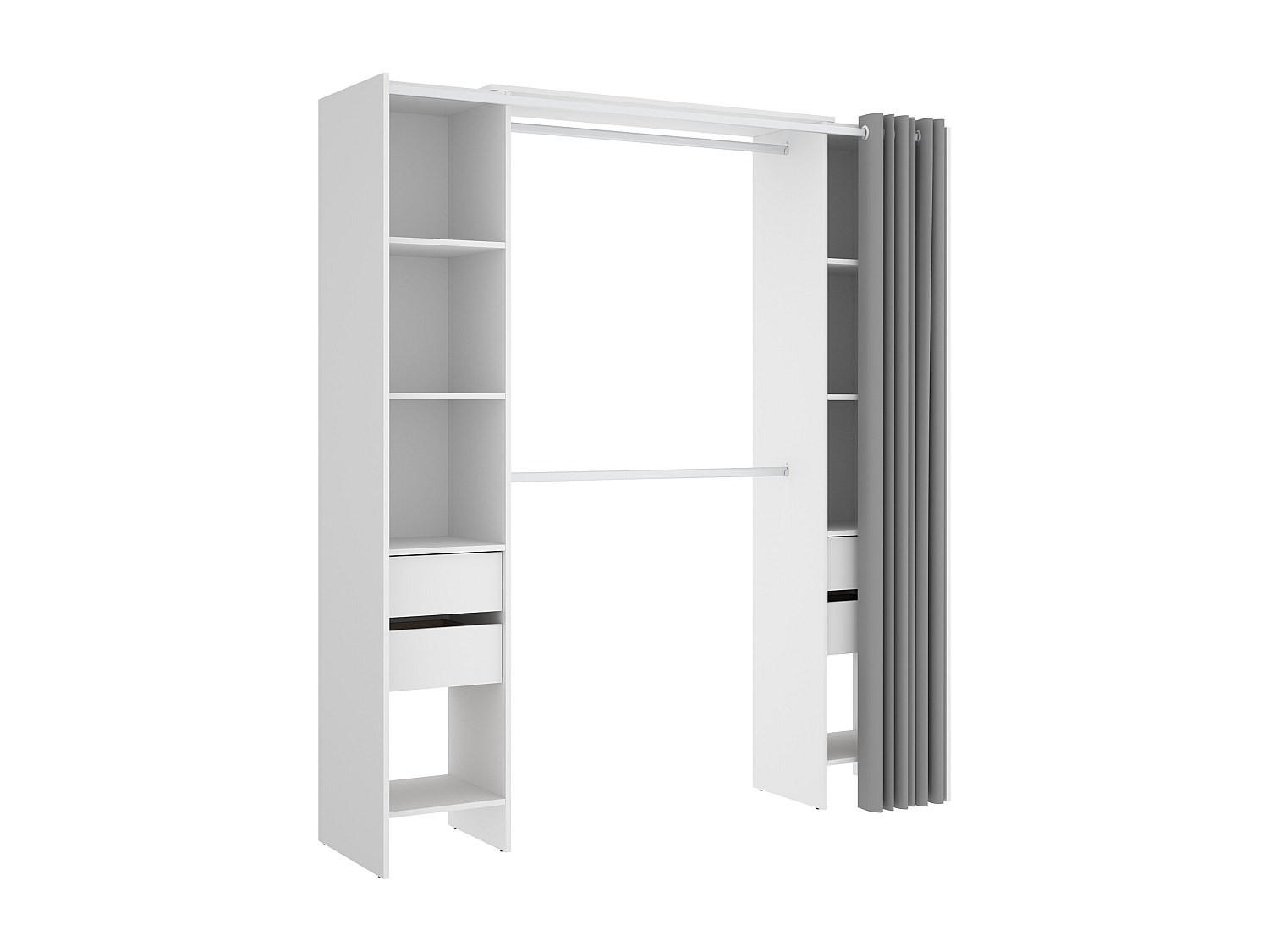 OFFENER Kleiderschrank - 180 x 50 - holz - weiß Lonaza - Weiß, Holz (180/203/50cm) - Vente-Unique