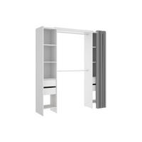 OFFENER Kleiderschrank - 180 x 50 - holz - weiß Lonaza - Weiß, Holz (180/203/50cm) - Vente-Unique