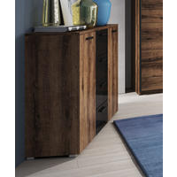 KOMMODE Granada Monastery Eiche / Schwarz Hochglanz 132 / 38 / 93 cm - Braun, Holz/Holzwerkstoff (132/93/38cm) - Feldmann-Wohnen