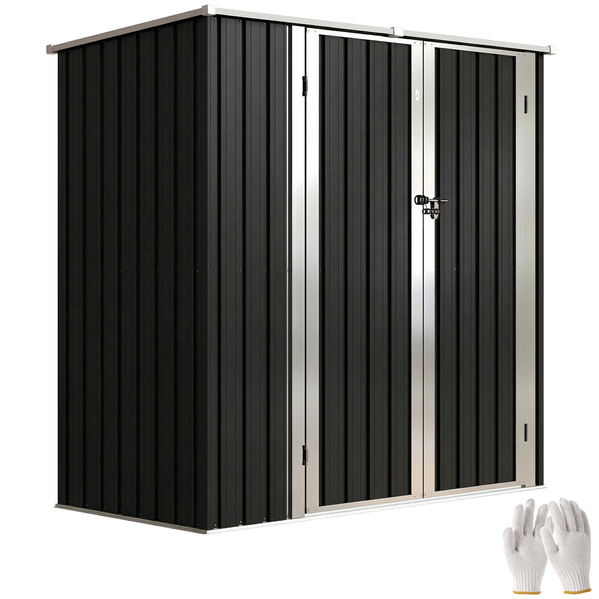 GARTENHAUS aus Metall, Türen mit Riegeln und Griffen, 1,37 m² ,163 x 89 x 163 cm,grau - Dunkelgrau, Holz (89/163/163cm) - Vallsero