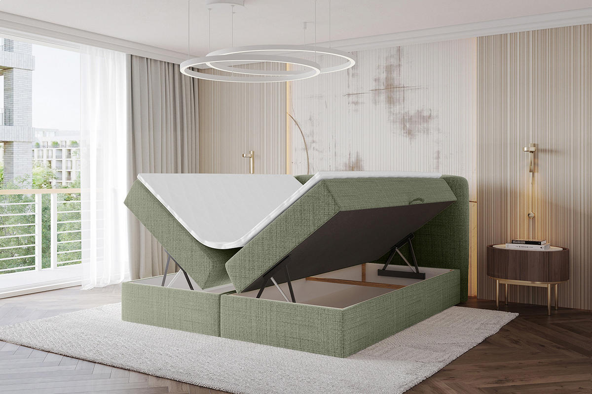 BOXBETT mit Matratze H4 - NINA - 160x200 cm - Grün - Grün, Holzwerkstoff (160/200cm) - ALTDECOR