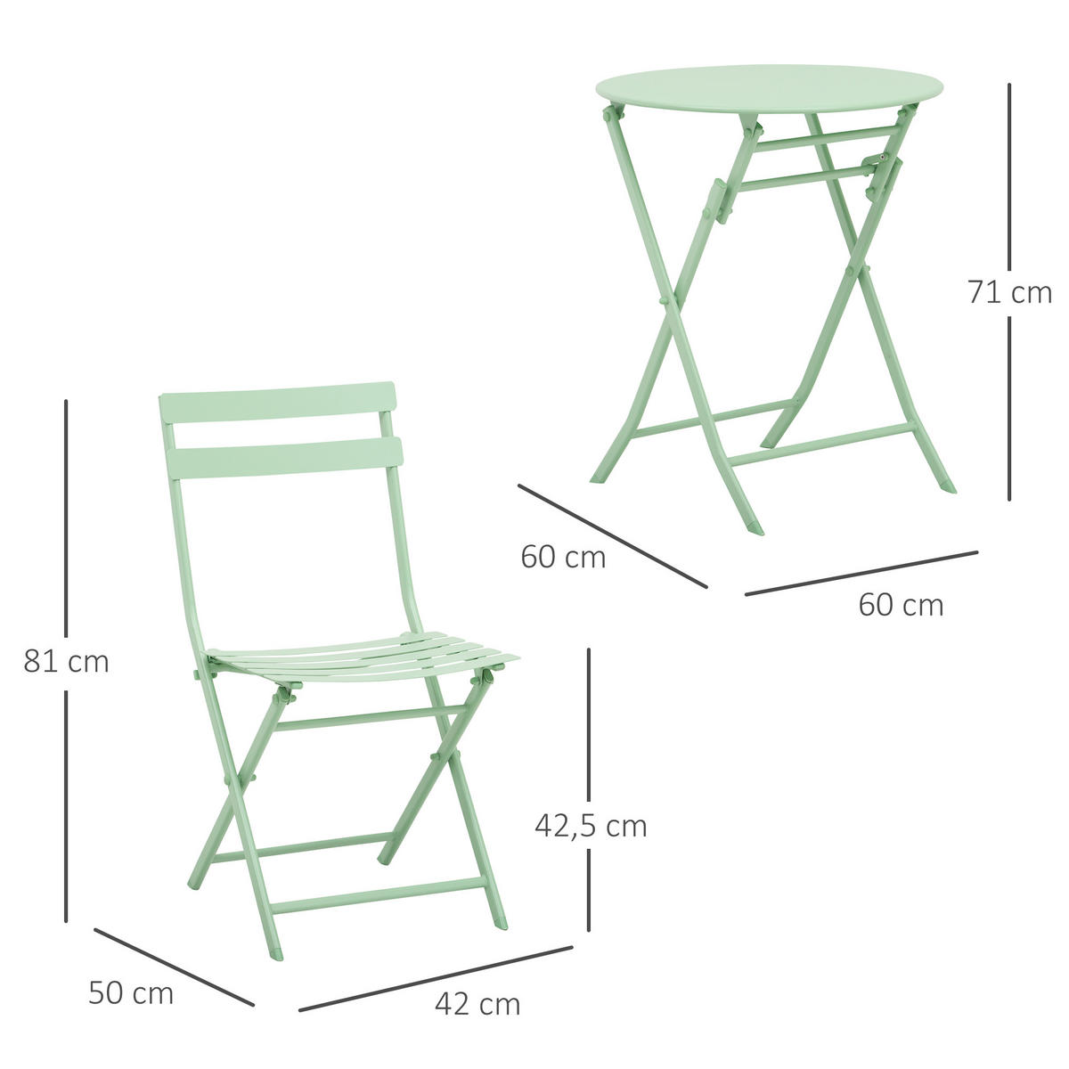 GARTENMÖBEL Set, Metall, Grün - Grün, Metall - Outsunny