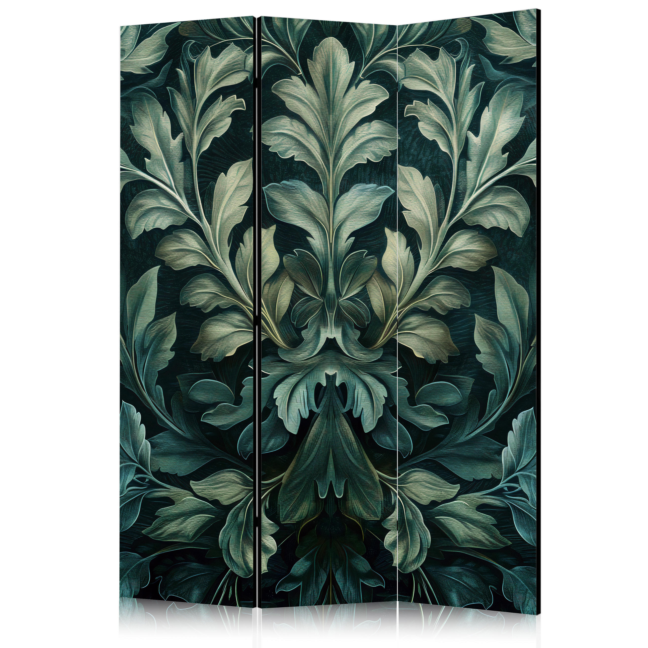 PARAVENT Beidseitig Bedruckter 3-tlg 135x172 cm Gr ne Bl tter - Grün, Holz/Textil (135/172/3cm) - Muralo