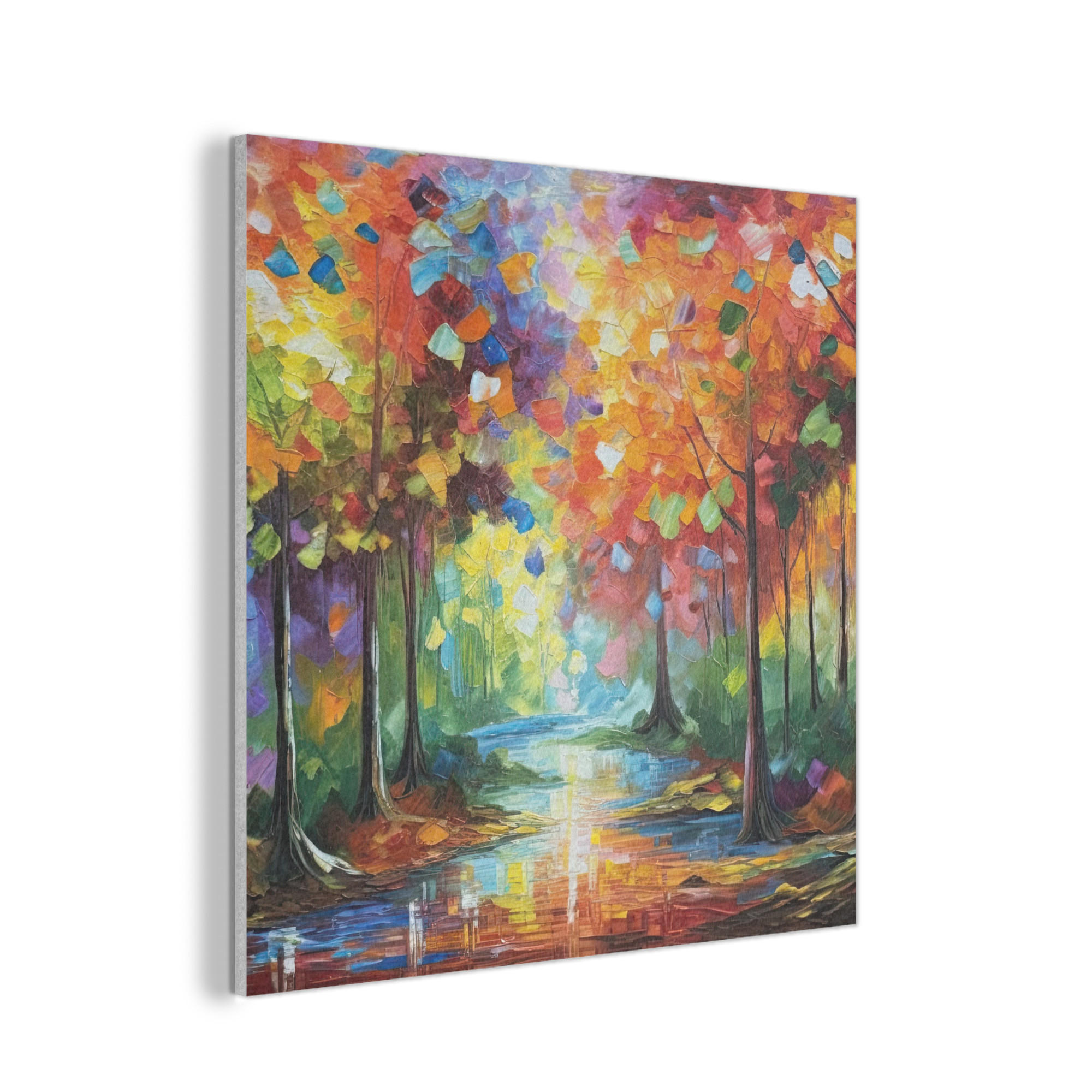 AKUSTIKBILD Landschaft - Wald - Farben - Natur Akustikpaneele 90x90 cm - Multicolor, Textil (90/90/0.9cm) - MuchoWow