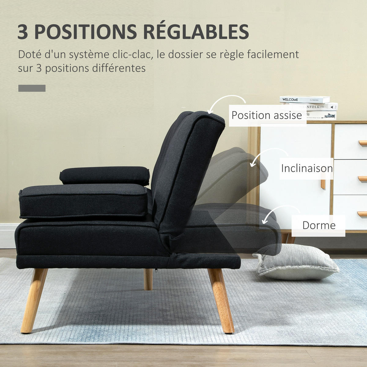 SCHLAFSOFA 3-Sitzer DE-13380 Grau - Grau, Textil (181/78/77cm) - ComfortXL